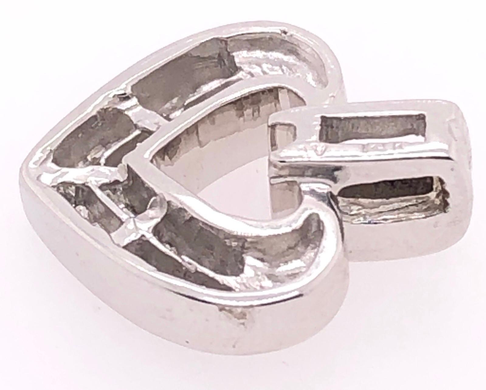 Modern 14 Karat White Gold Heart Pendant with Princess Cut Diamonds 0.25 TDW For Sale