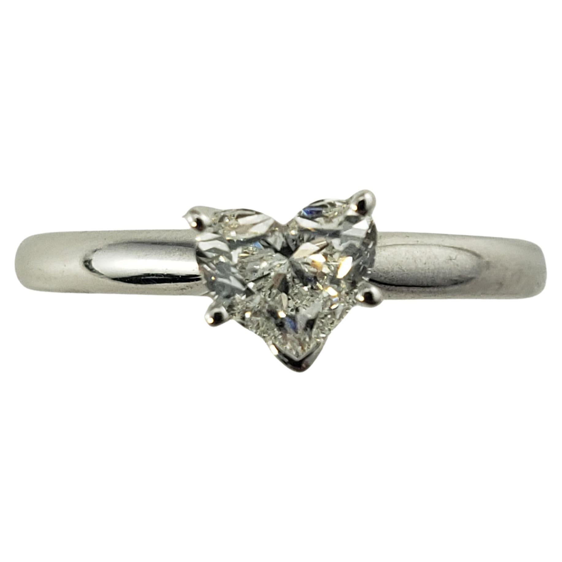 14 Karat White Gold Heart Shaped Diamond Engagement Ring For Sale