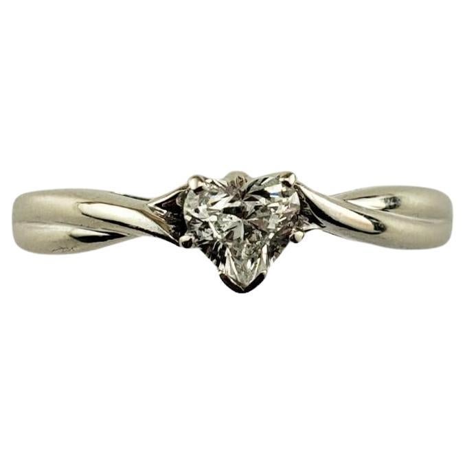 14 Karat White Gold Heart Shaped Diamond Engagement Ring Size 7.5 #17097 For Sale