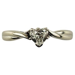 Bague de fiançailles en or blanc 14 carats avec diamant en forme de cœur taille 7,5 n° 17097