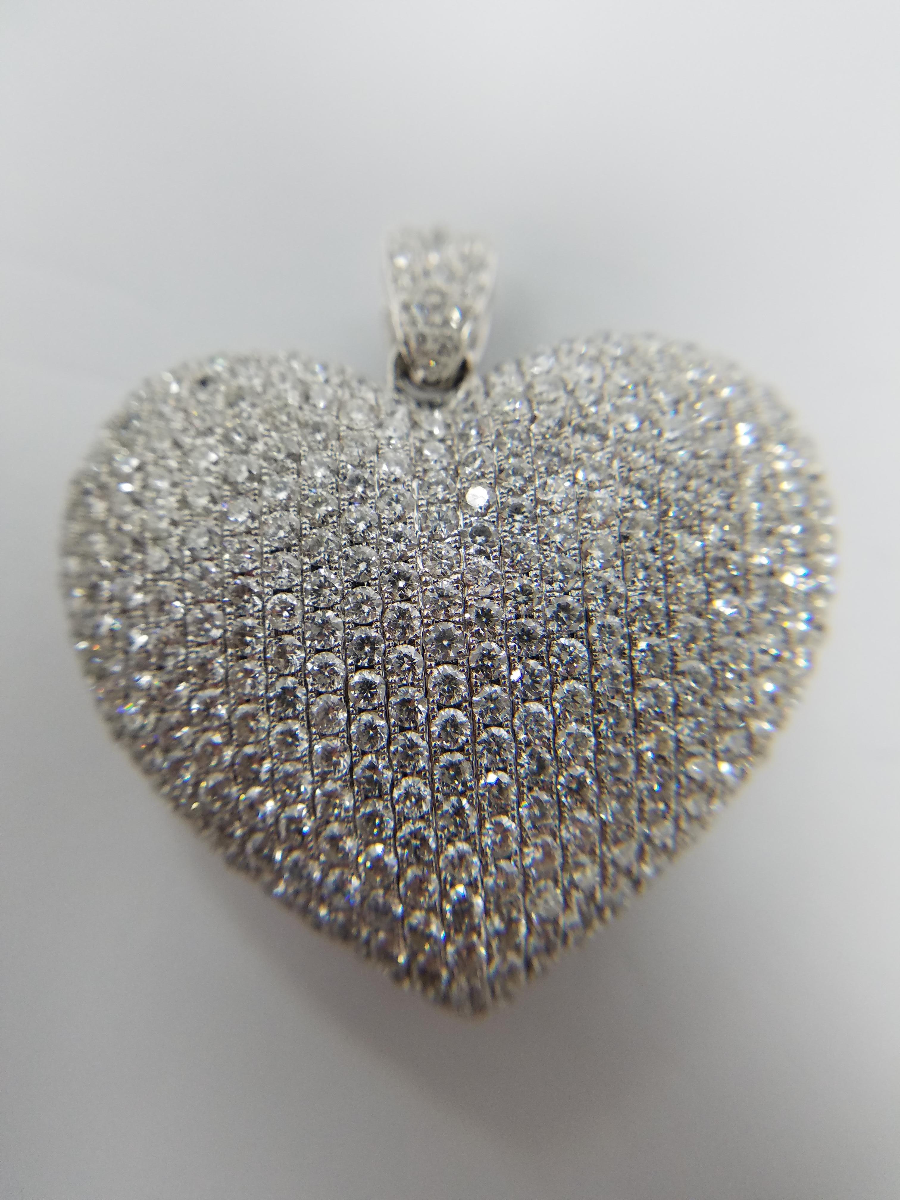 Women's 14 Karat White Gold Heart Shaped Diamond Pendant