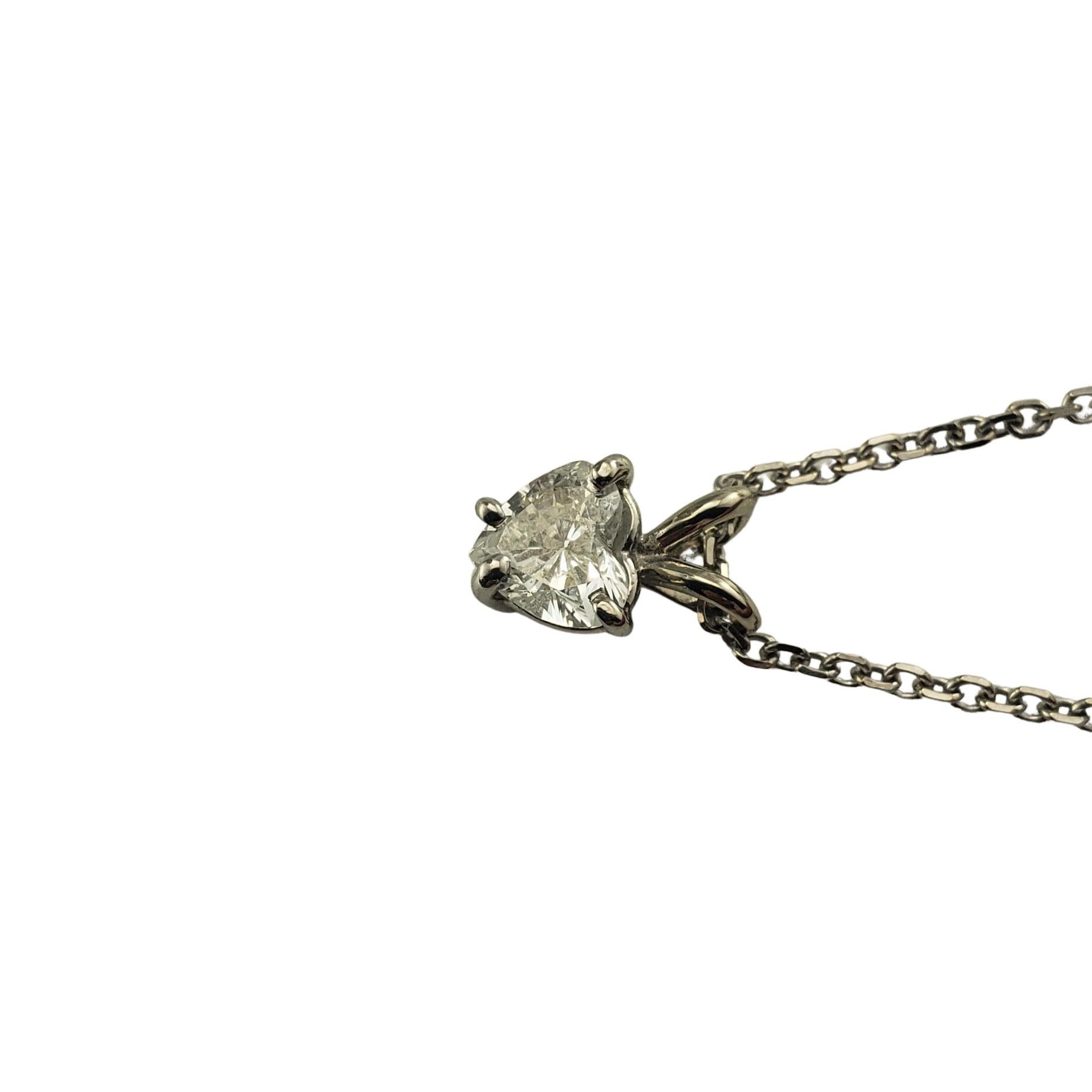 Heart Cut 14 Karat White Gold Heart Shaped Diamond Pendant Necklace For Sale