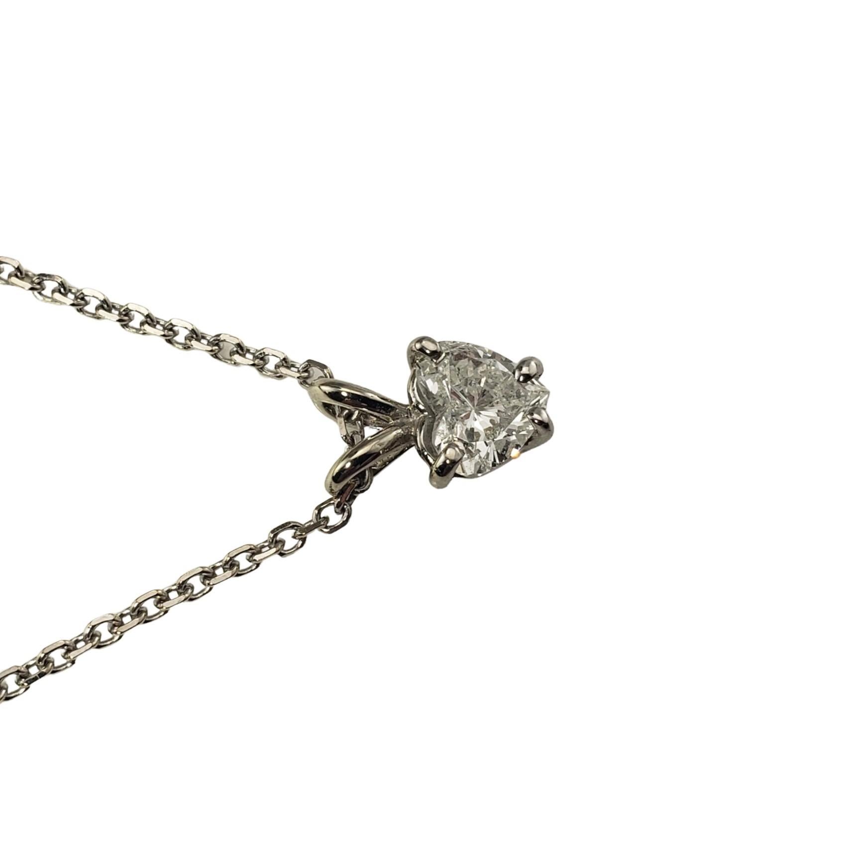 Women's 14 Karat White Gold Heart Shaped Diamond Pendant Necklace For Sale