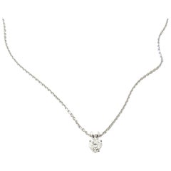 Vintage 14 Karat White Gold Heart Shaped Diamond Pendant Necklace