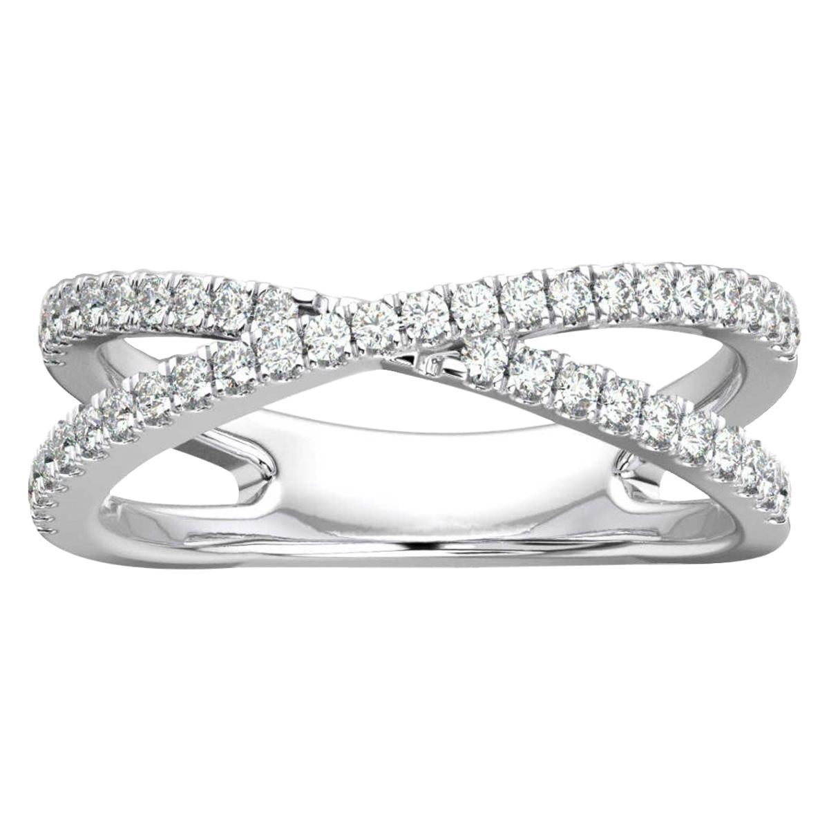 14 Karat White Gold Heather 2 Rows Interweave Diamond Ring '1/3 Carat' For Sale