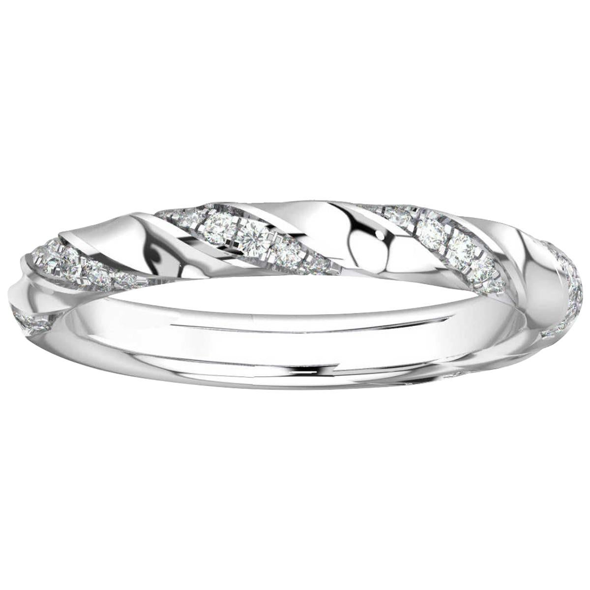 14 Karat White Gold Holly Twist Pave Diamond Ring '1/4 Carat' For Sale