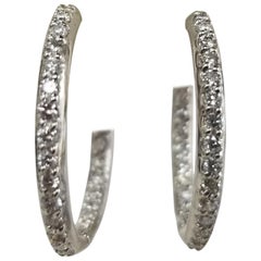 14 Karat White Gold Hoop Diamond Earrings