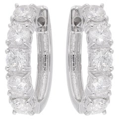 14 Karat White Gold Hoop Earrings 2.20 Carat SI Clarity HI Color Diamond Jewelry