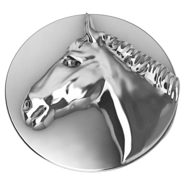 For Sale:  14 Karat White Gold Horse Signet Ring