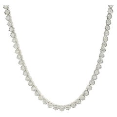 14 Karat White Gold Illusion Set Diamond Inline Tennis Necklace