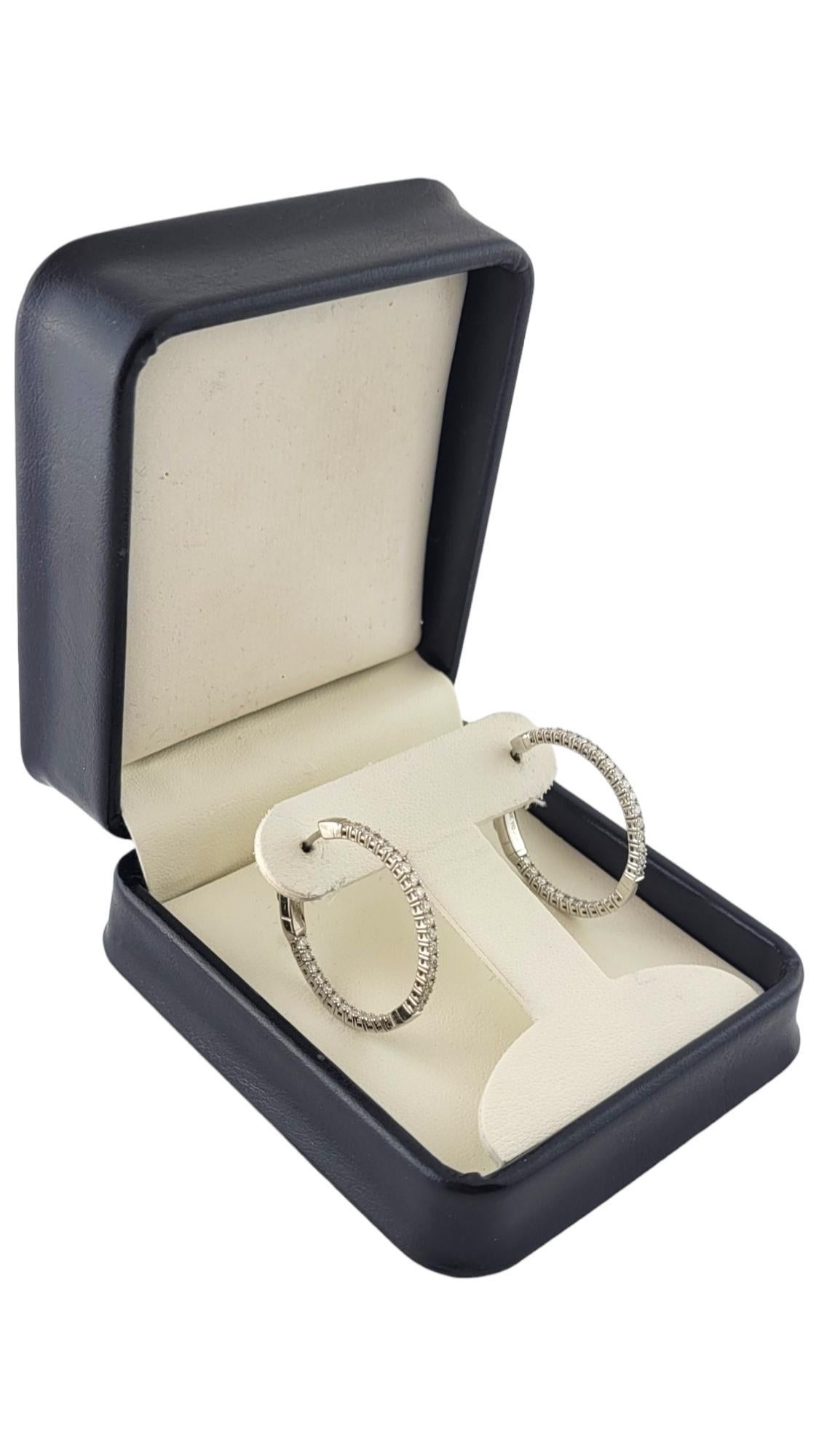 14 Karat White Gold Inside Out Diamond Hoop Earrings #16988 For Sale 2