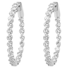 14 Karat White Gold Inside Outside Hoop Earrings