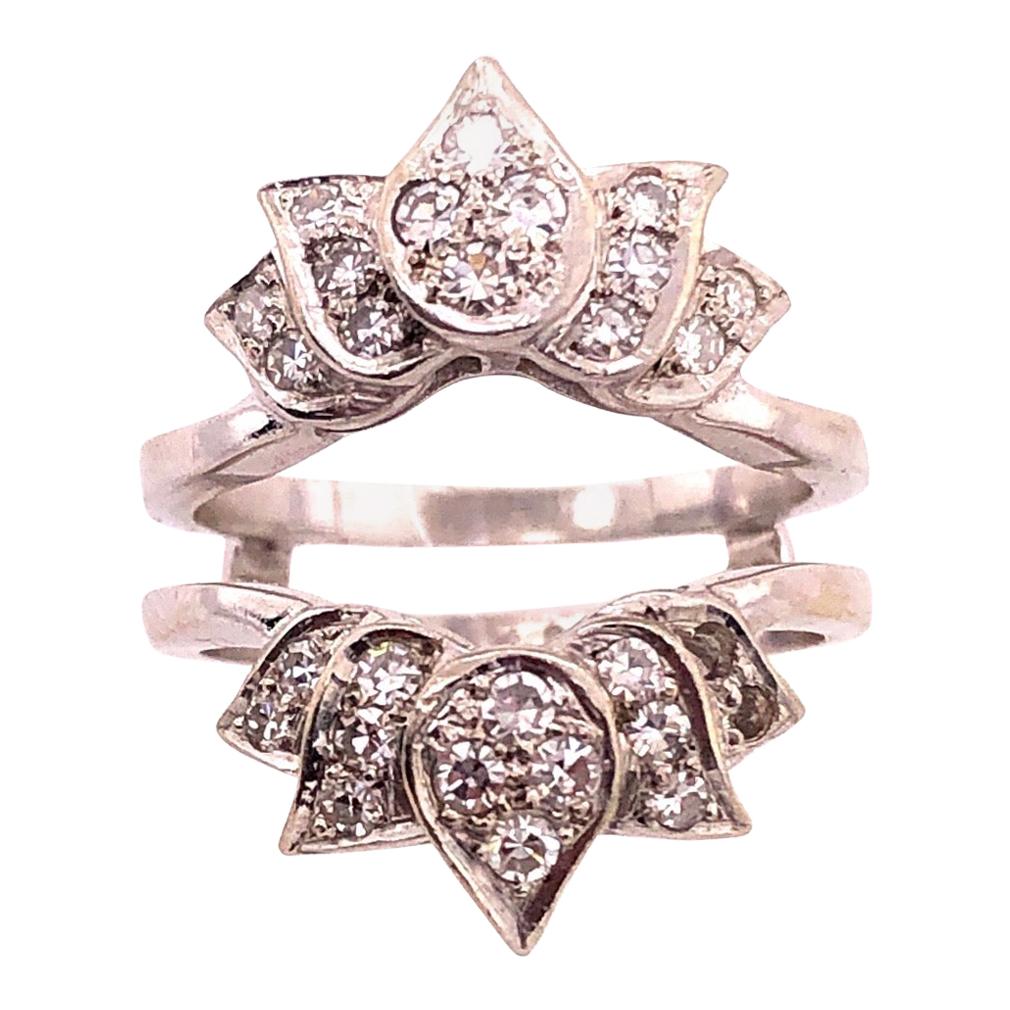 14 Karat White Gold Interlocking Engagement Ring Guard