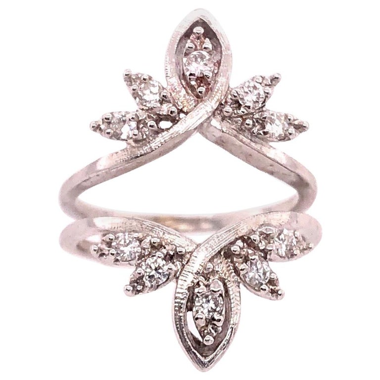 14 Karat White Gold Interlocking Engagement Ring Guard For Sale at 1stDibs