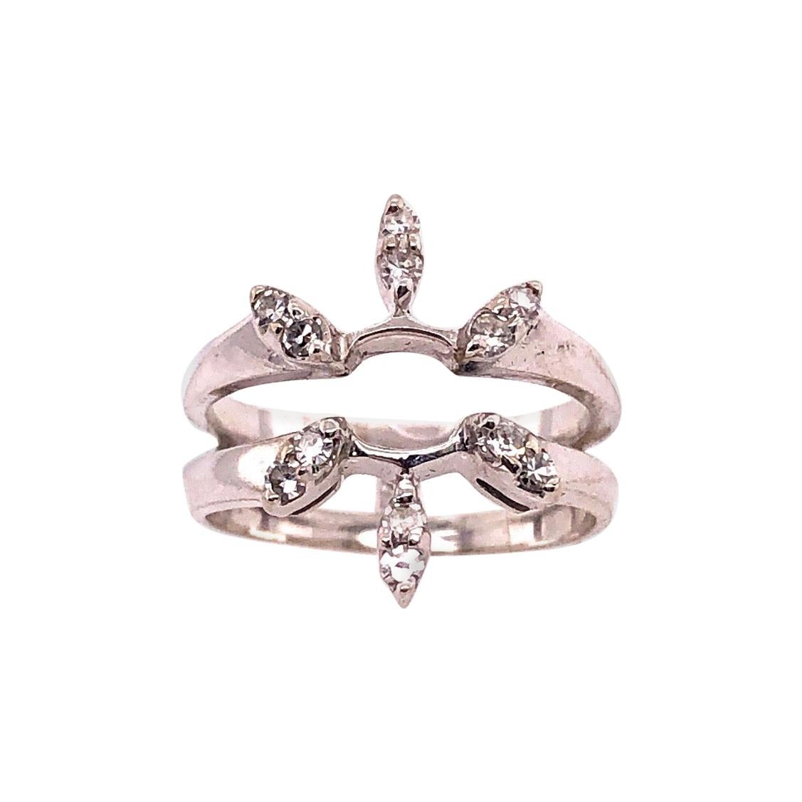 14 Karat White Gold Interlocking Engagement Ring Guard For Sale