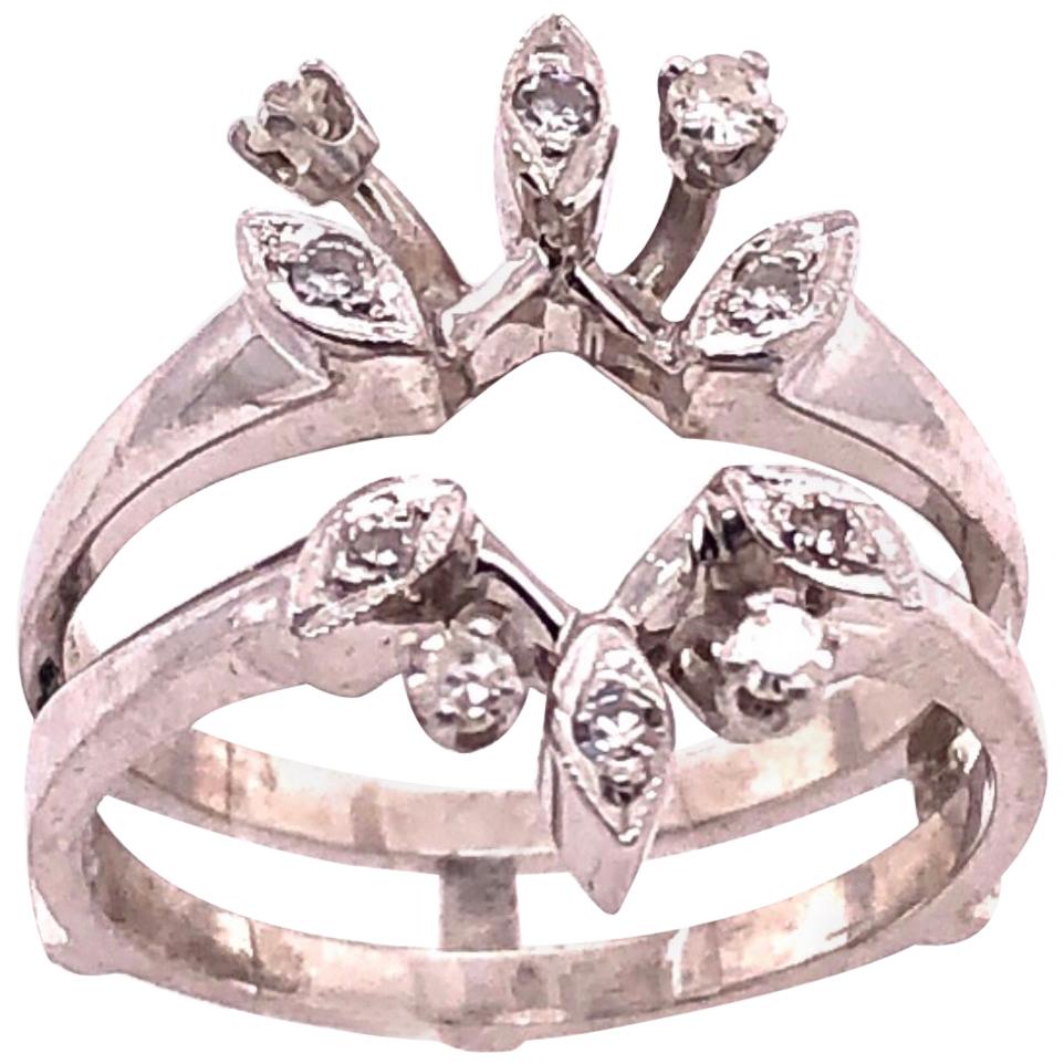 14 Karat White Gold Interlocking Engagement Ring Guard For Sale