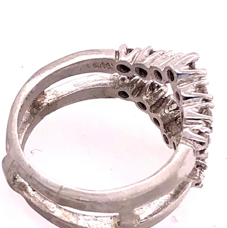 Modern 14 Karat White Gold Interlocking Engagement Ring Guard For Sale