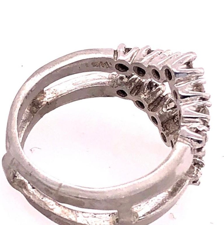 14 Karat White Gold Interlocking Engagement Ring Guard For Sale at