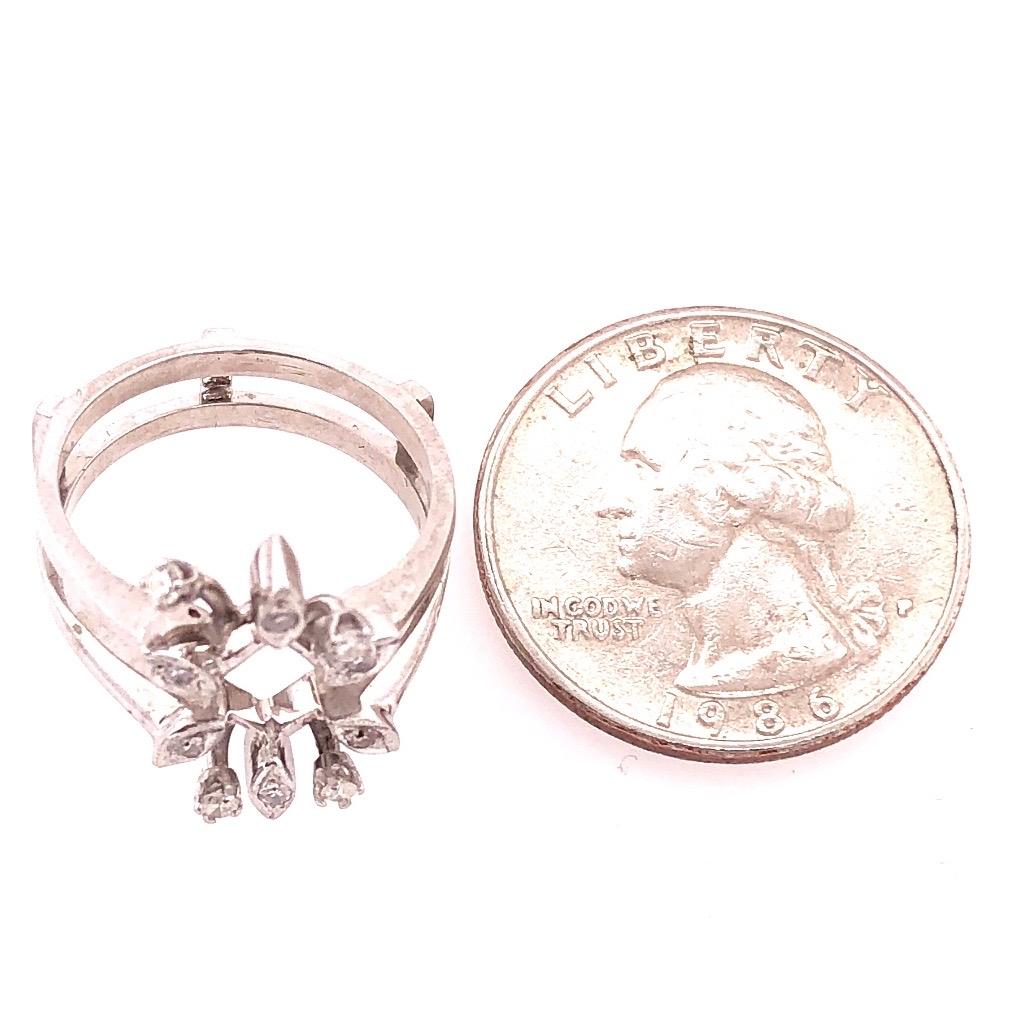 Women's or Men's 14 Karat White Gold Interlocking Engagement Ring Guard For Sale