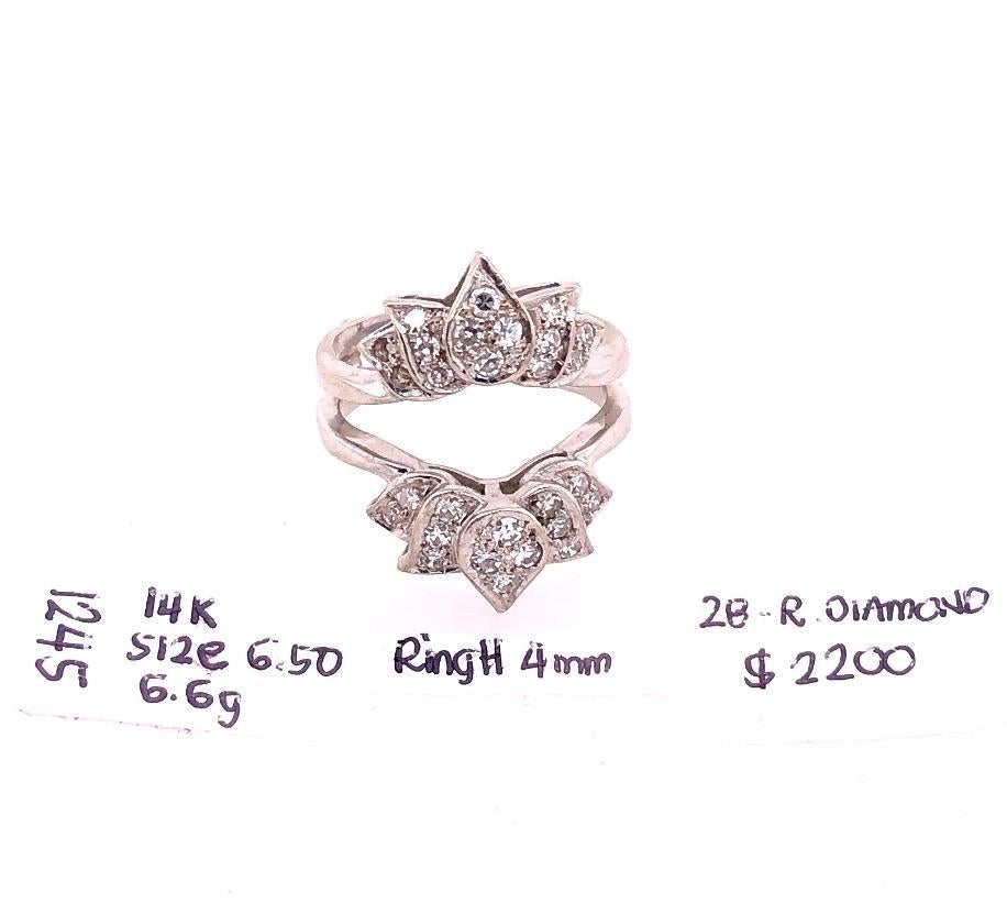 14 Karat White Gold Interlocking Engagement Ring Guard For Sale 3