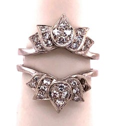 14 Karat White Gold Interlocking Engagement Ring Guard