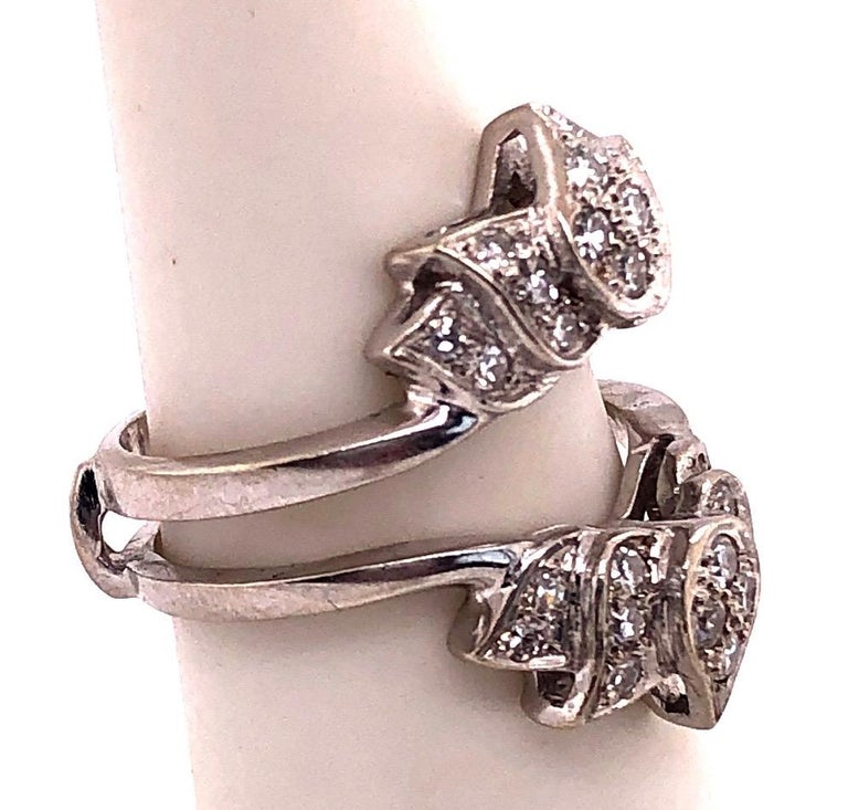 14 Karat White Gold Interlocking Engagement Ring Guard For Sale at 1stDibs