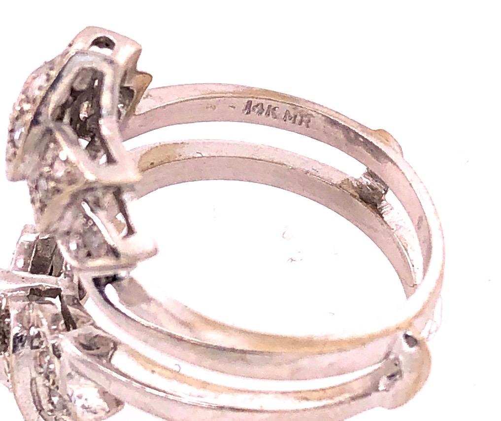 14 Karat White Gold Interlocking Engagement Ring Guard For Sale 1