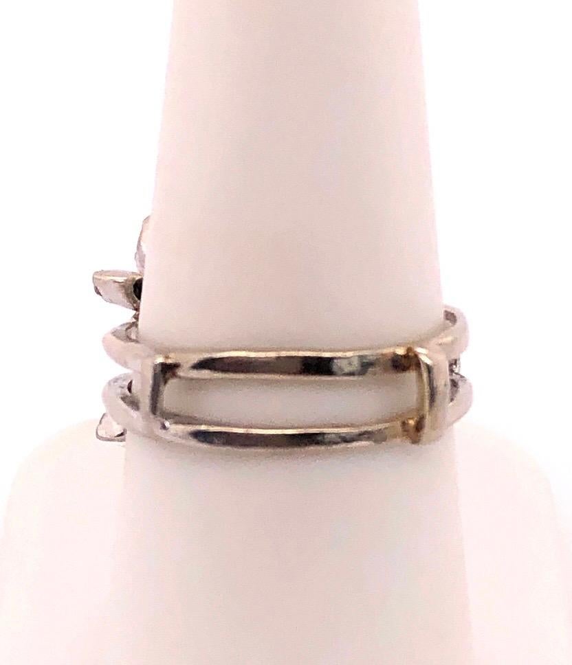 Round Cut 14 Karat White Gold Interlocking Engagement Ring Guard For Sale