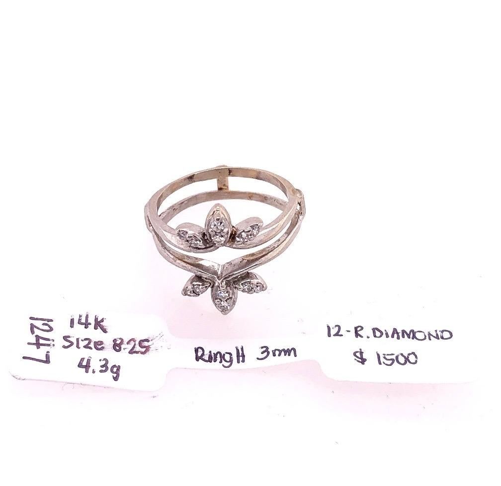 Women's 14 Karat White Gold Interlocking Engagement Ring Guard For Sale