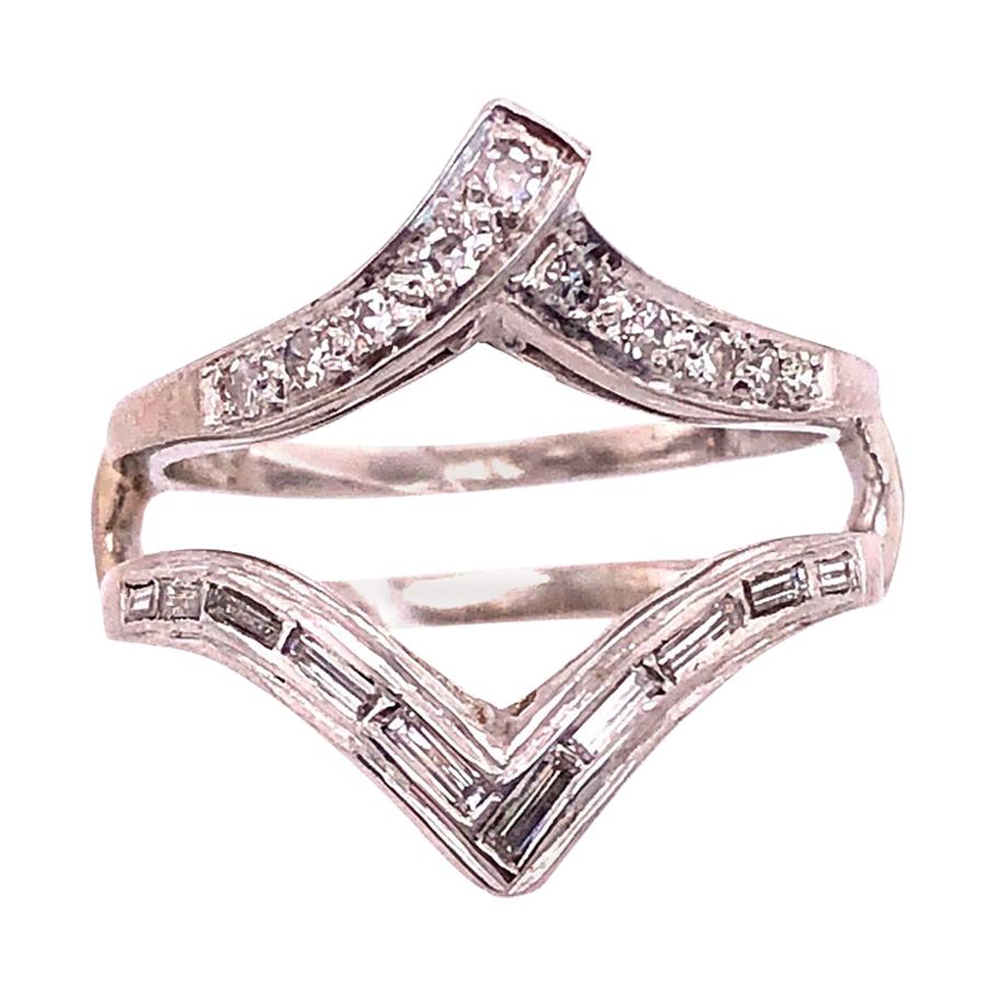 14 Karat White Gold Interlocking Engagement Ring Guard with Diamonds For Sale