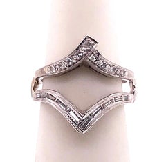 14 Karat White Gold Interlocking Engagement Ring Guard with Diamonds
