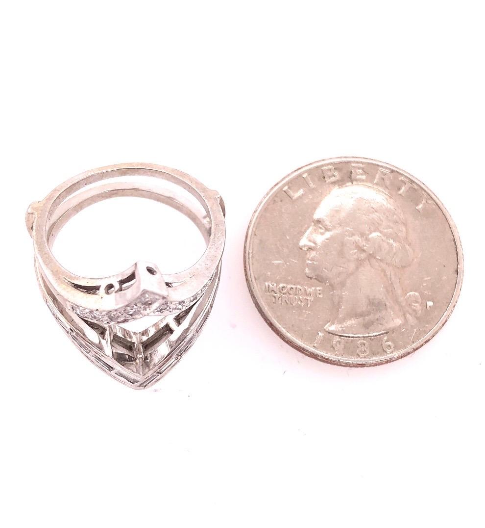 Women's or Men's 14 Karat White Gold Interlocking Engagement Ring Guard with Diamonds For Sale