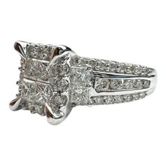 Anillo de cóctel de diamantes contemporáneo de oro blanco de 14k, 3,50 quilates, EE.UU.