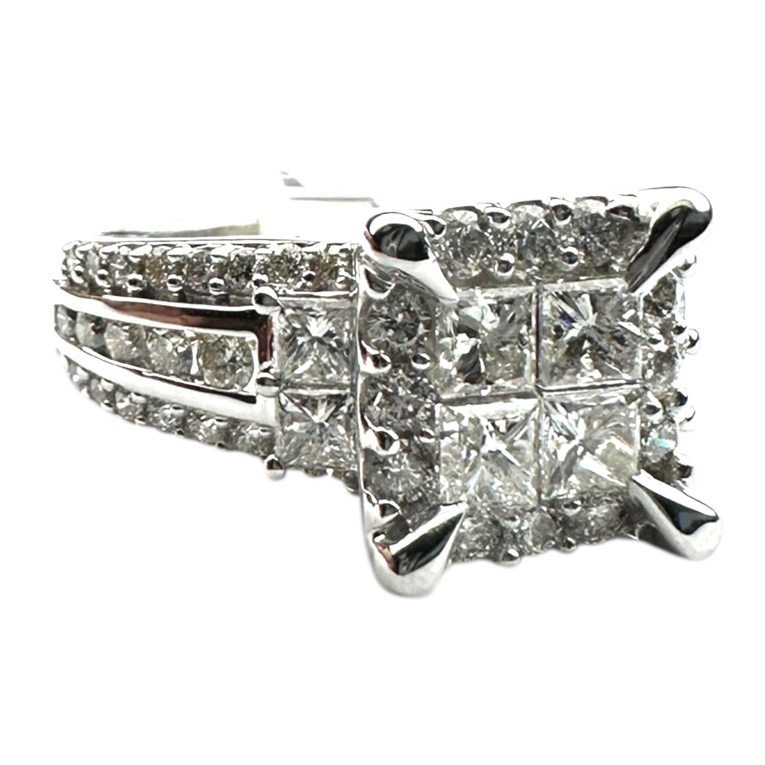 14 Karat Weißgold Unsichtbar, 3,50 Karat Diamantring Superior Qualität im Angebot 6