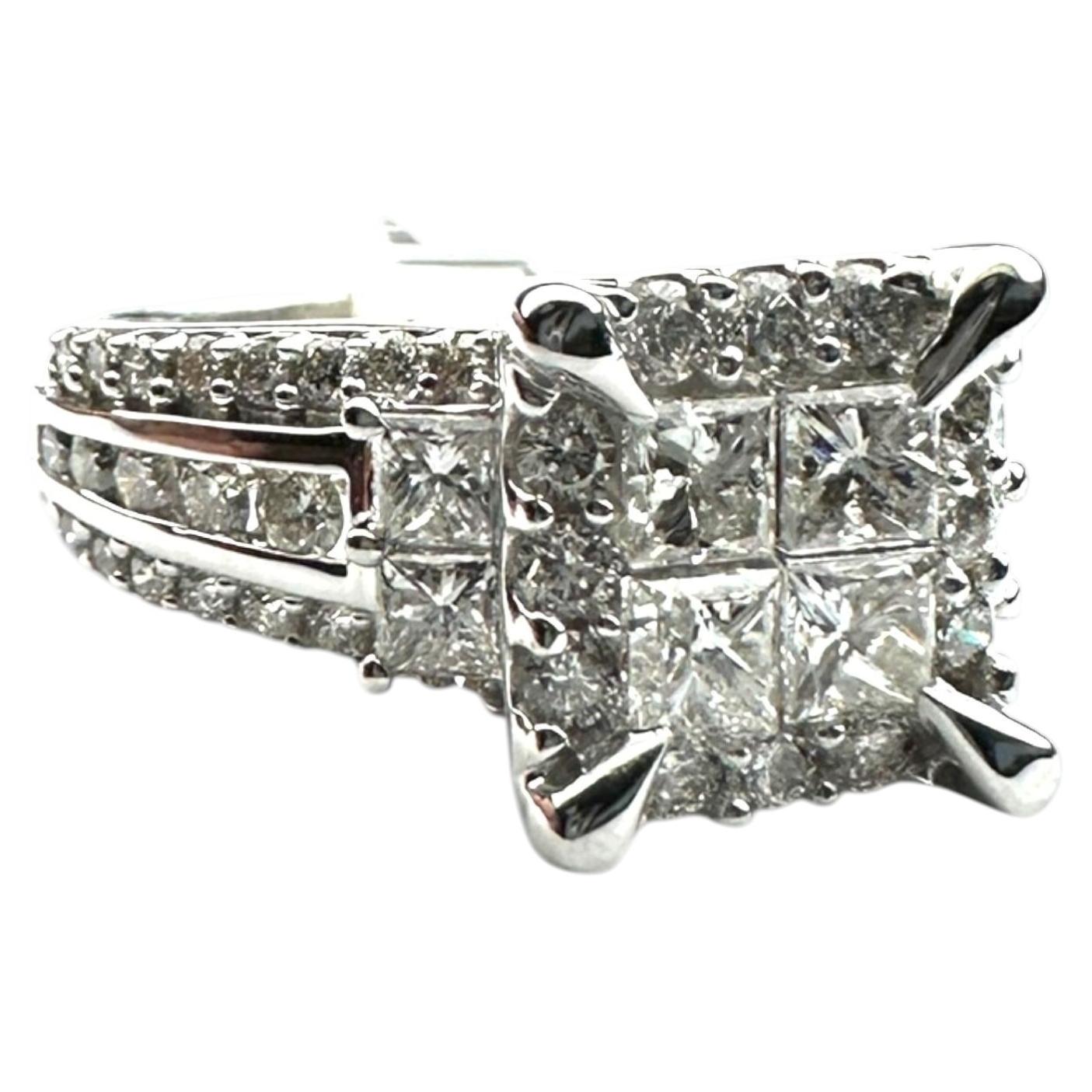 Bague cocktail contemporaine en or blanc 14k, 3.50 carats, USA