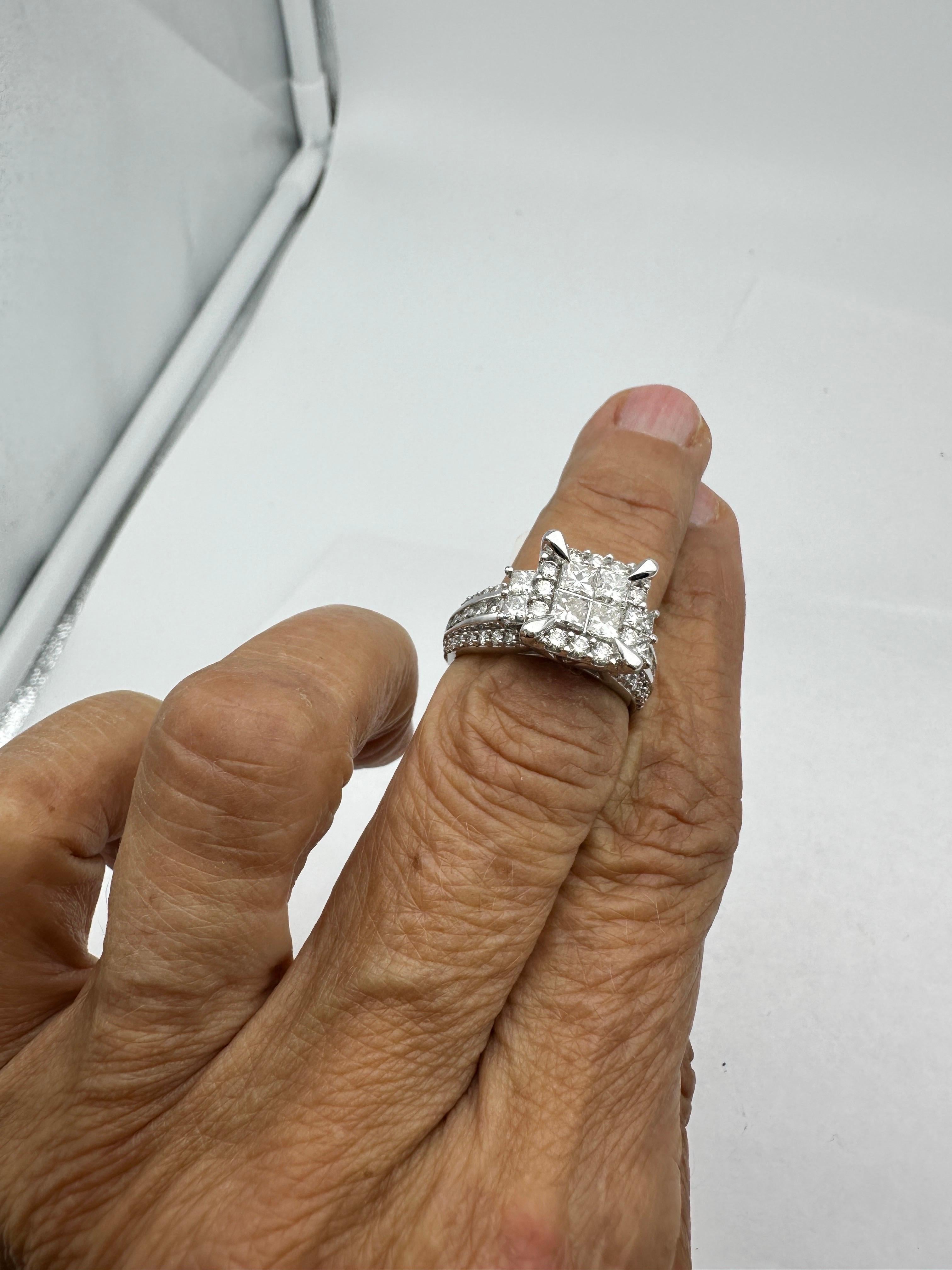 14 Karat Weißgold Unsichtbar, 3,50 Karat Diamantring Superior Qualität im Angebot 1