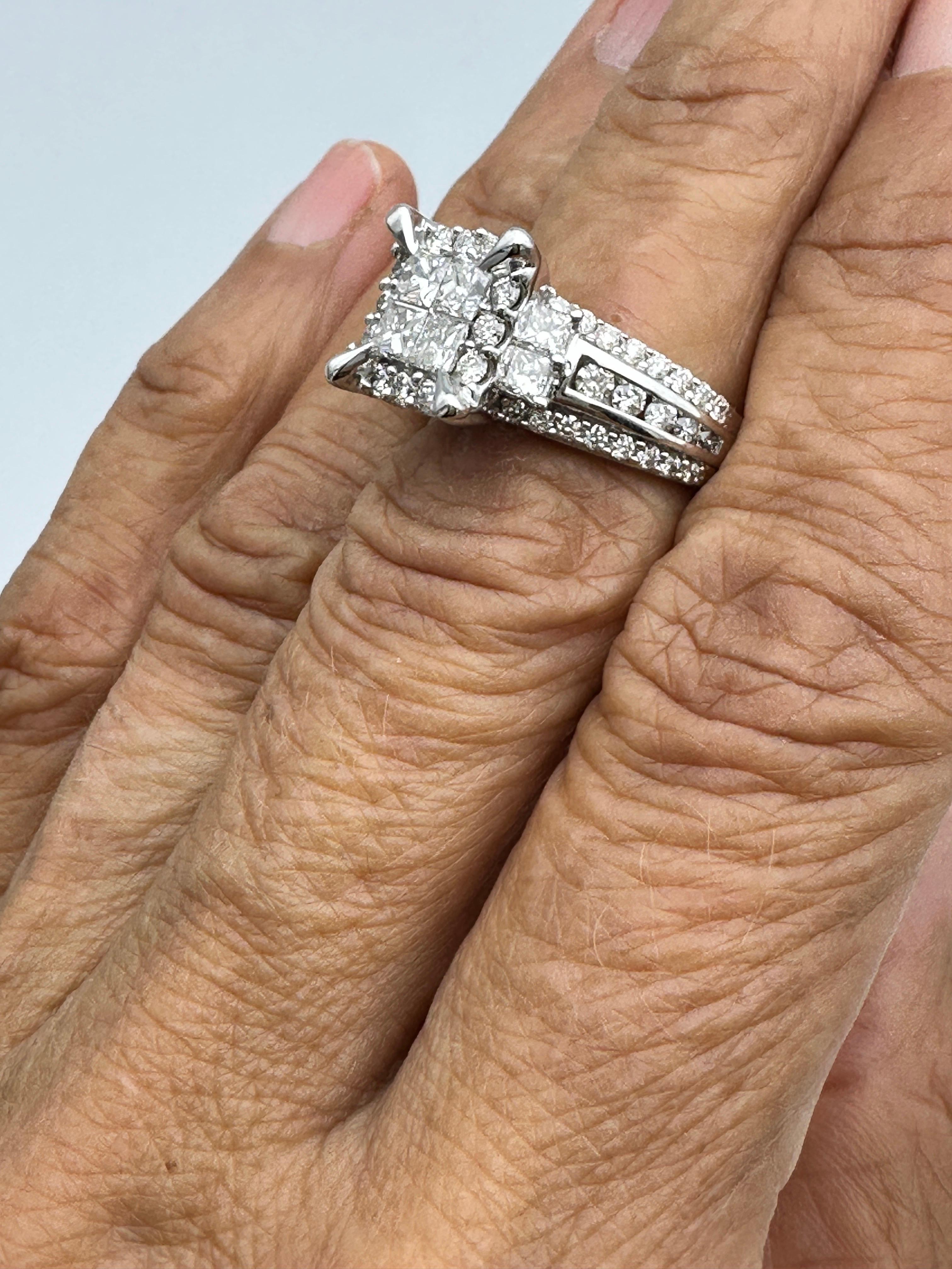 14 Karat Weißgold Unsichtbar, 3,50 Karat Diamantring Superior Qualität im Angebot 2