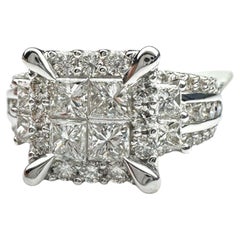 14 Karat Weißgold Unsichtbar, 3,50 Karat Diamantring Superior Qualität