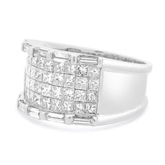 14 Karat White Gold Invisible Set Diamond Cigar Band