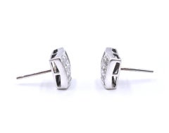 14 Karat White Gold Invisible Set Diamond Stud Earrings