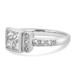 14 Karat White Gold Invisible Set Princess Cut Diamond Ring