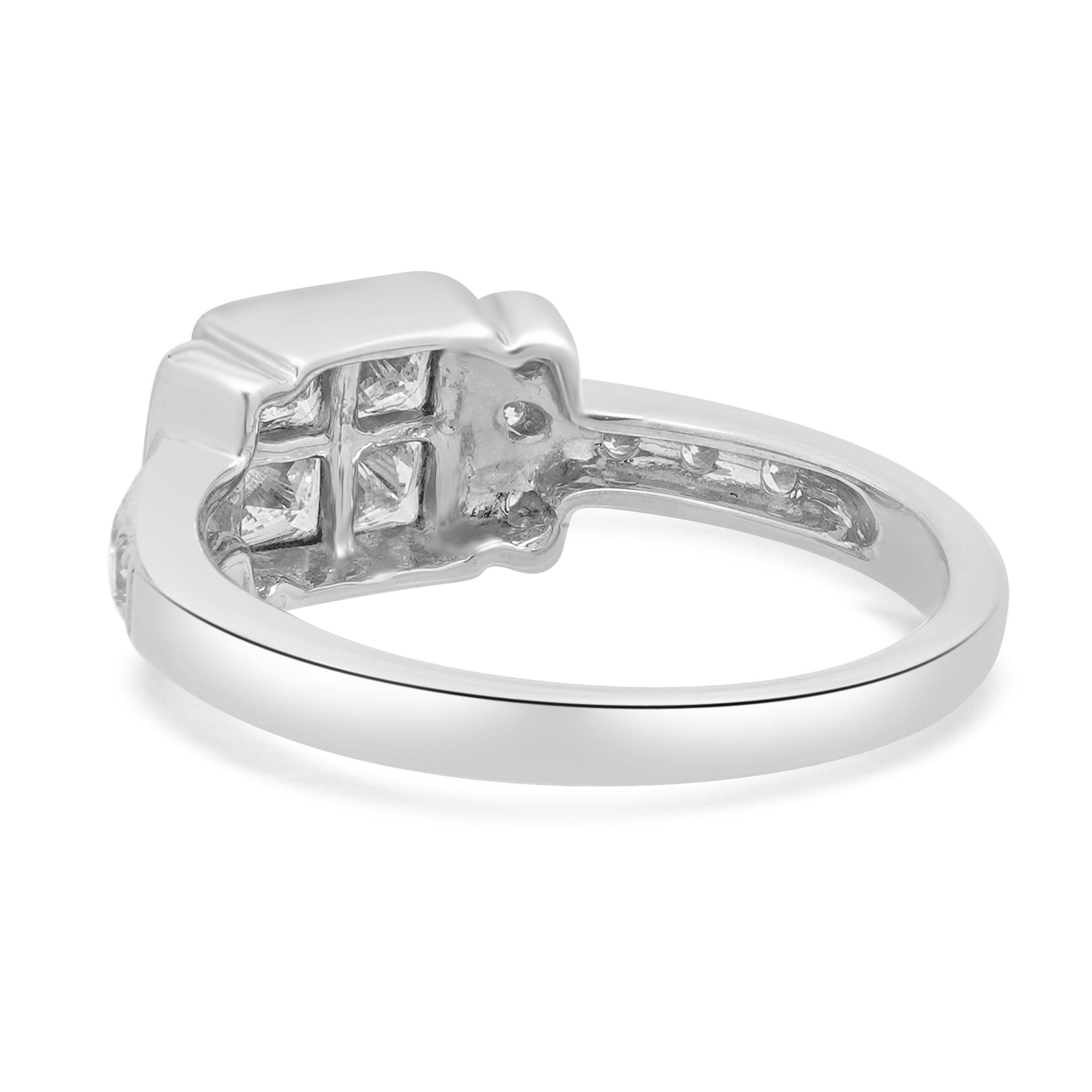 14 Karat Weißgold Invisible Set Diamantring im Prinzessinnenschliff im Zustand „Hervorragend“ im Angebot in Scottsdale, AZ