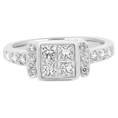 14 Karat White Gold Invisible Set Princess Cut Diamond Ring