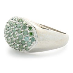 14 Karat White Gold Irradiated Green Diamond Dome Ring