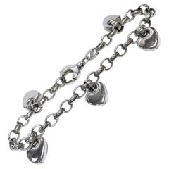 Vintage 14 Karat White Gold Italian Hearts Charm Bracelet