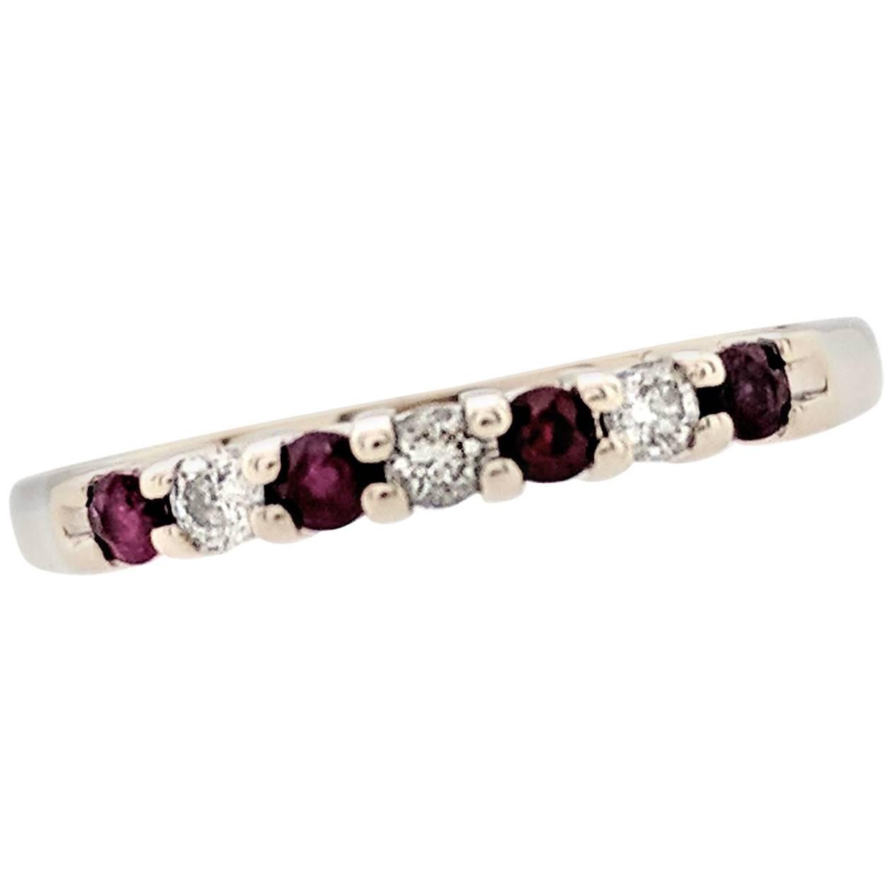 14 Karat White Gold Kuber Ruby and Diamond Band Ring