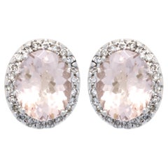 14 Karat White Gold Kunzite and Diamond Earrings
