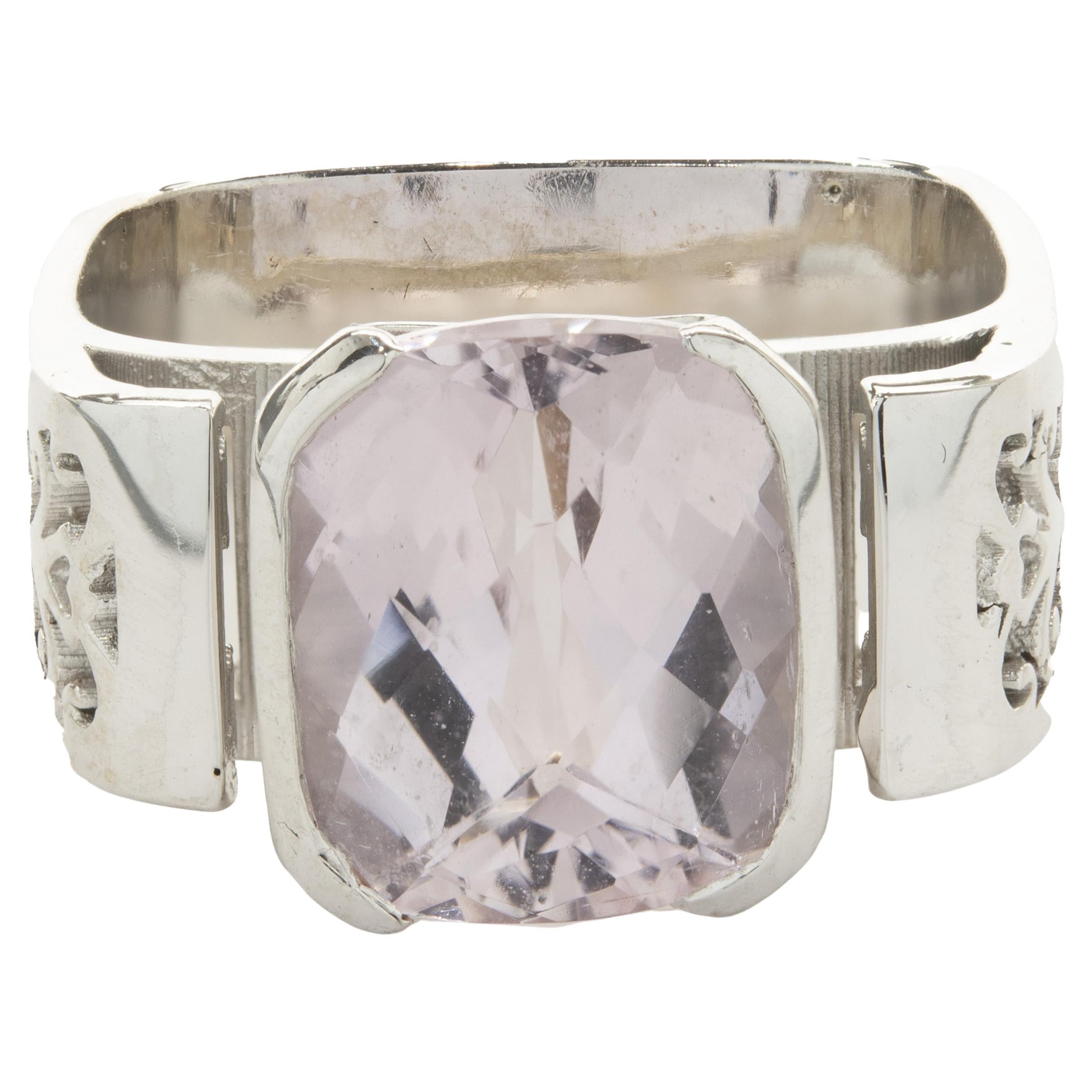 14 Karat White Gold Kunzite Ring