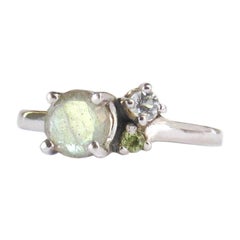 14 Karat White Gold Labradorite, Sky Blue Topaz and Peridot Ring