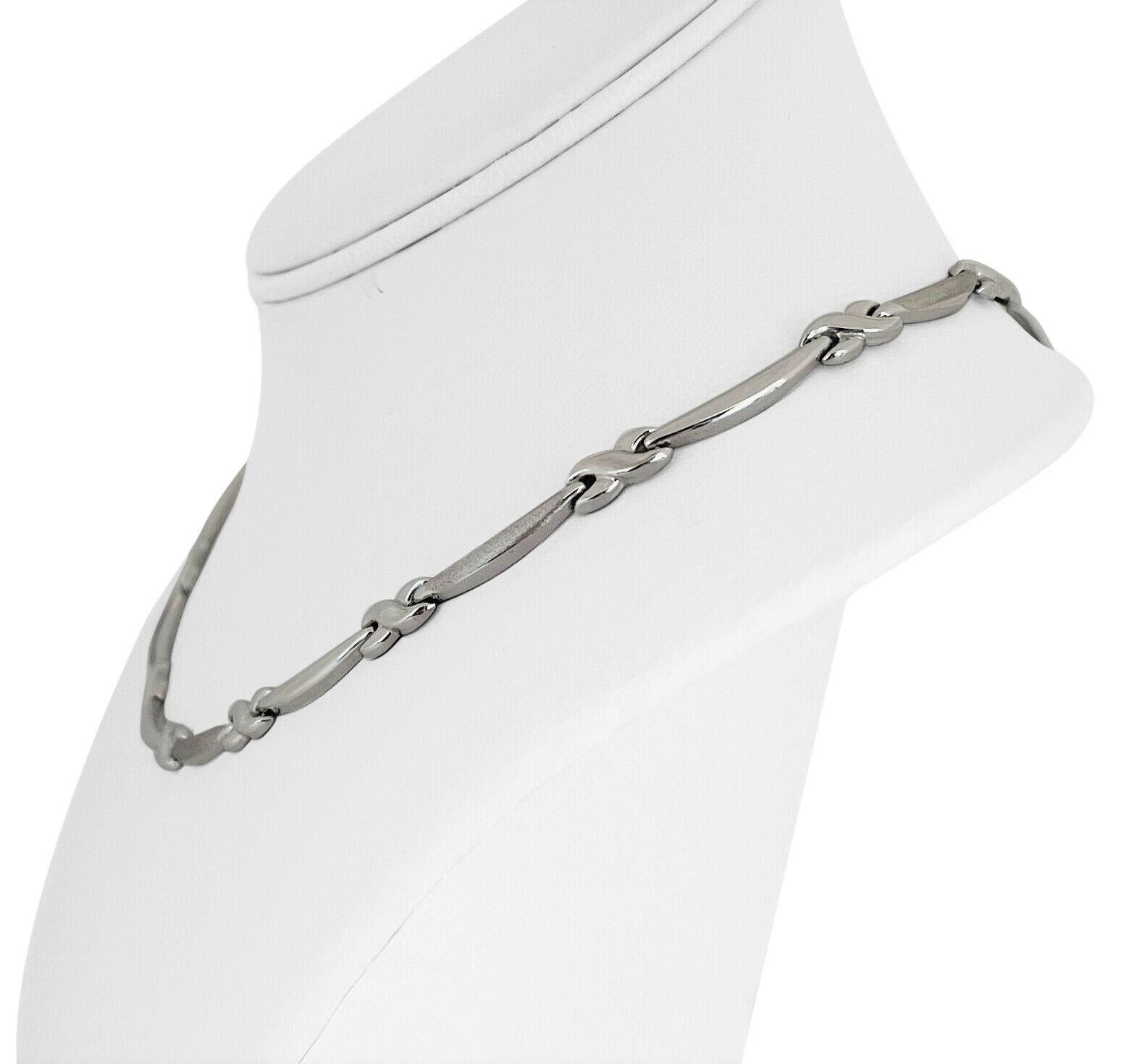 14k White Gold 15.4g Ladies Aurafin 6mm Fancy Link Station Necklace Turkey 17